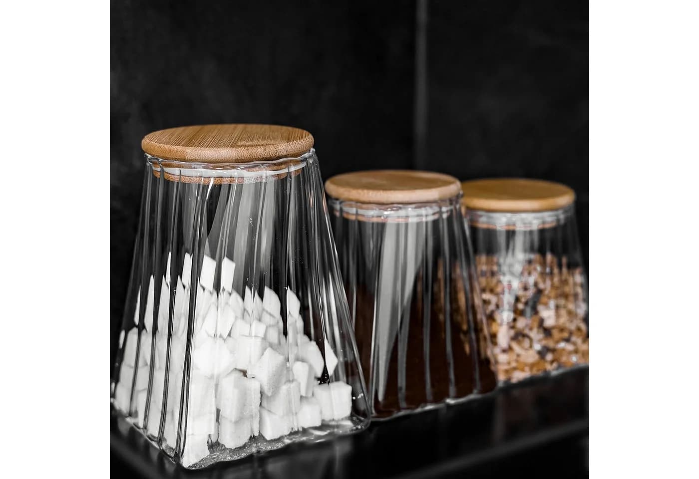 Mulex Vorratsglas 3er Set Borosilikatglas mit Holzdeckel - Bild 4