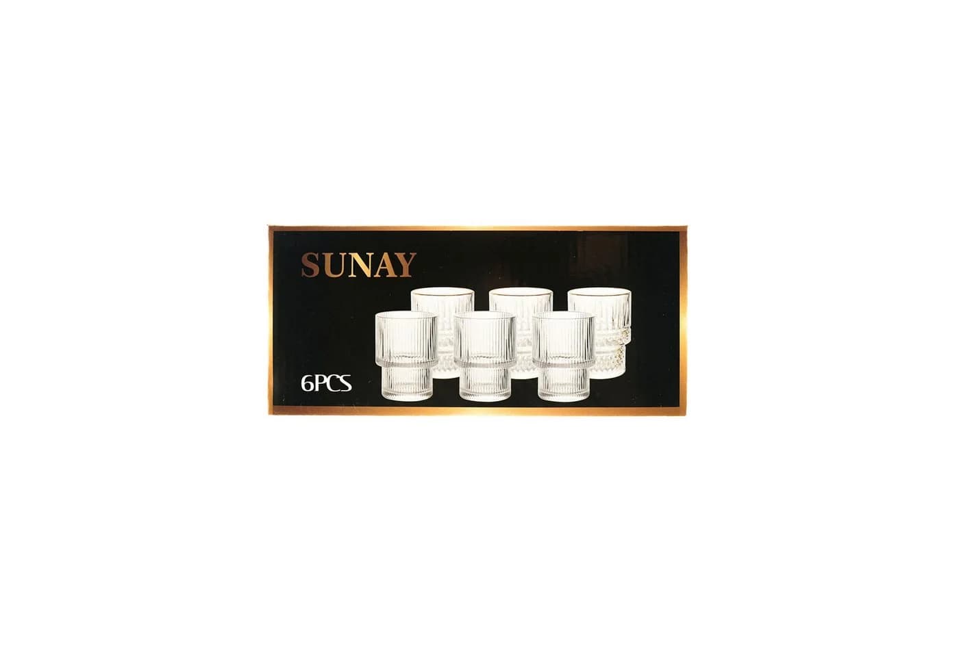 Sunay Gläser-Set 6-tlg. Goldumrandung Riffelmuster 175ml - Bild 5