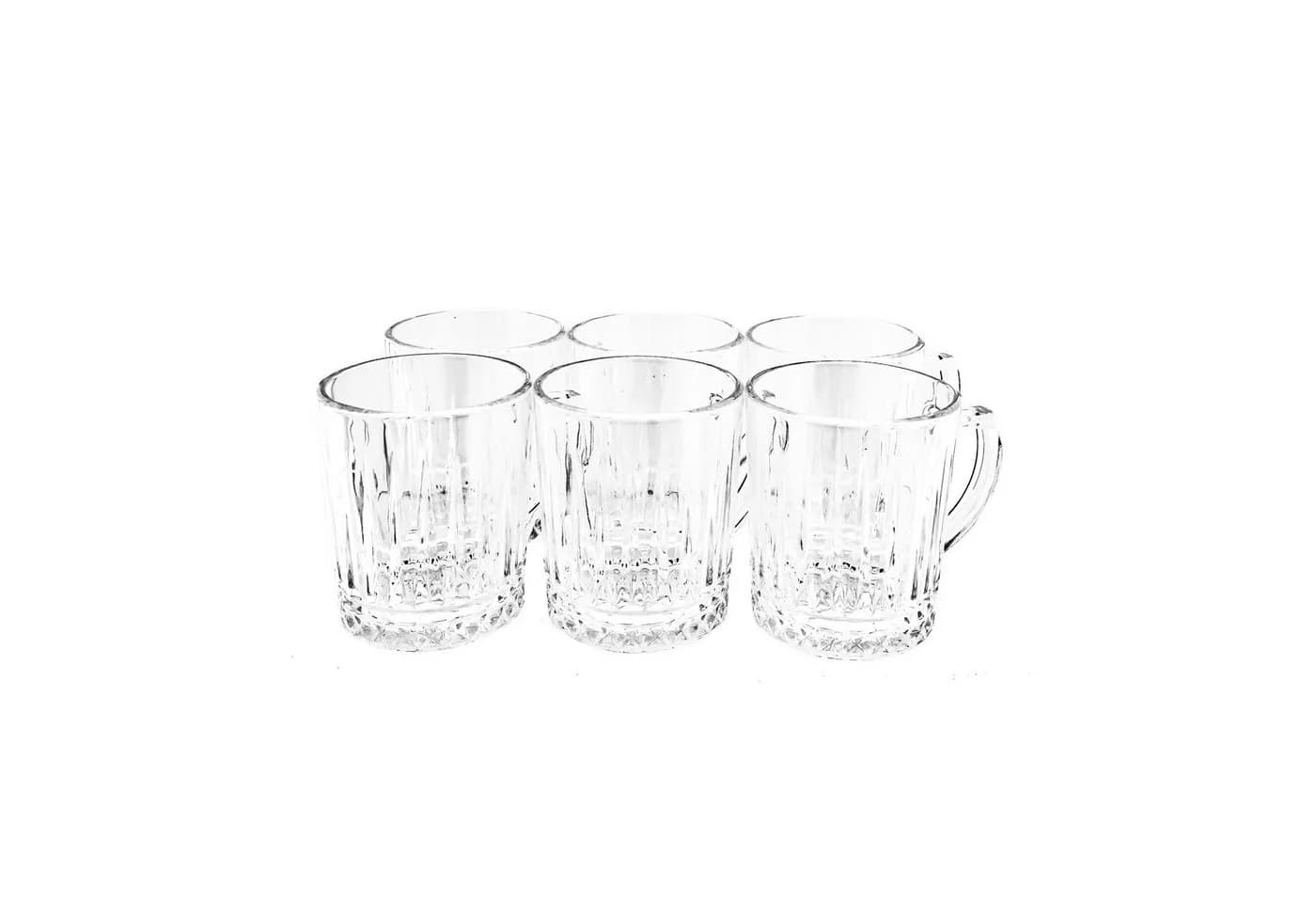 Almina Gläser-Set 6-tlg. mit Henkel, Riffle-Design, transparent, 240 ml - Bild 3