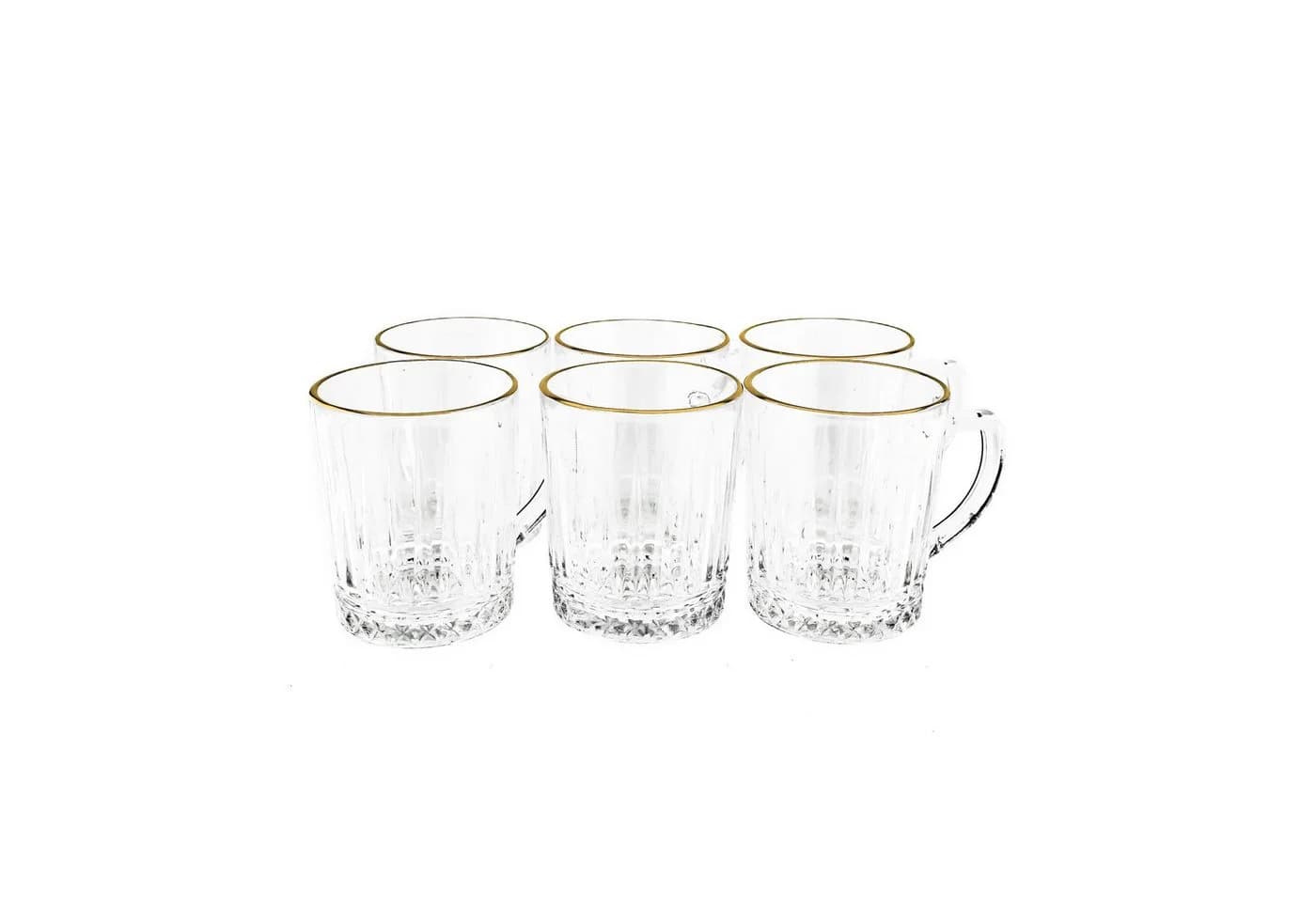 Almina Gläser-Set 6-tlg. mit Henkel 240 ml Gold Riffle-Design - Bild 3