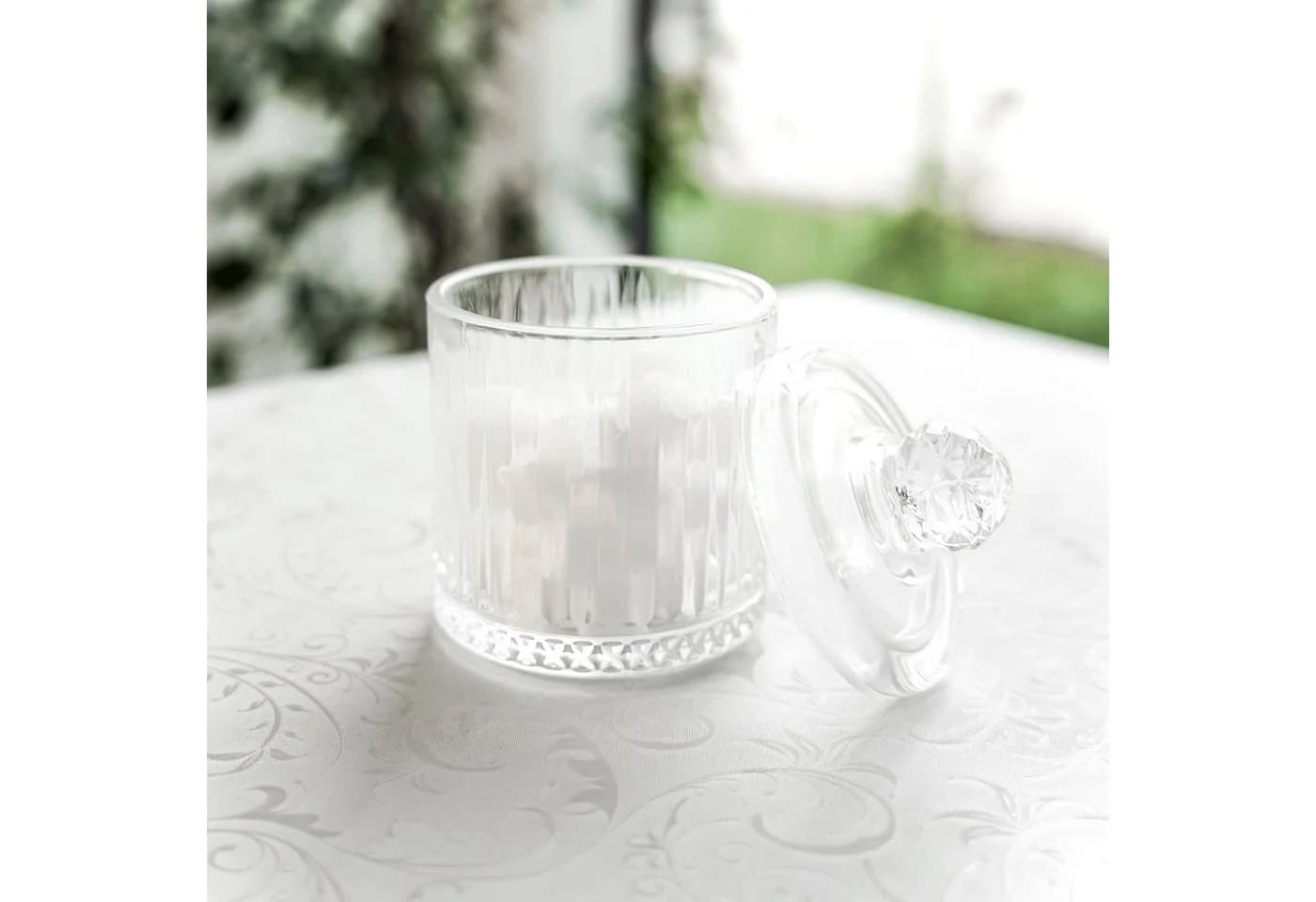 Almina Schale mit Deckel Riffle-Design Transparent