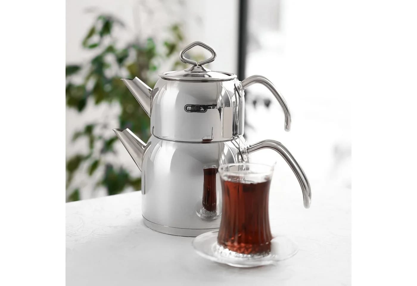 Mulex Caydanlik-Teekanne Set Edelstahl 18/10 Silber 0,7L+1,5L - Bild 3