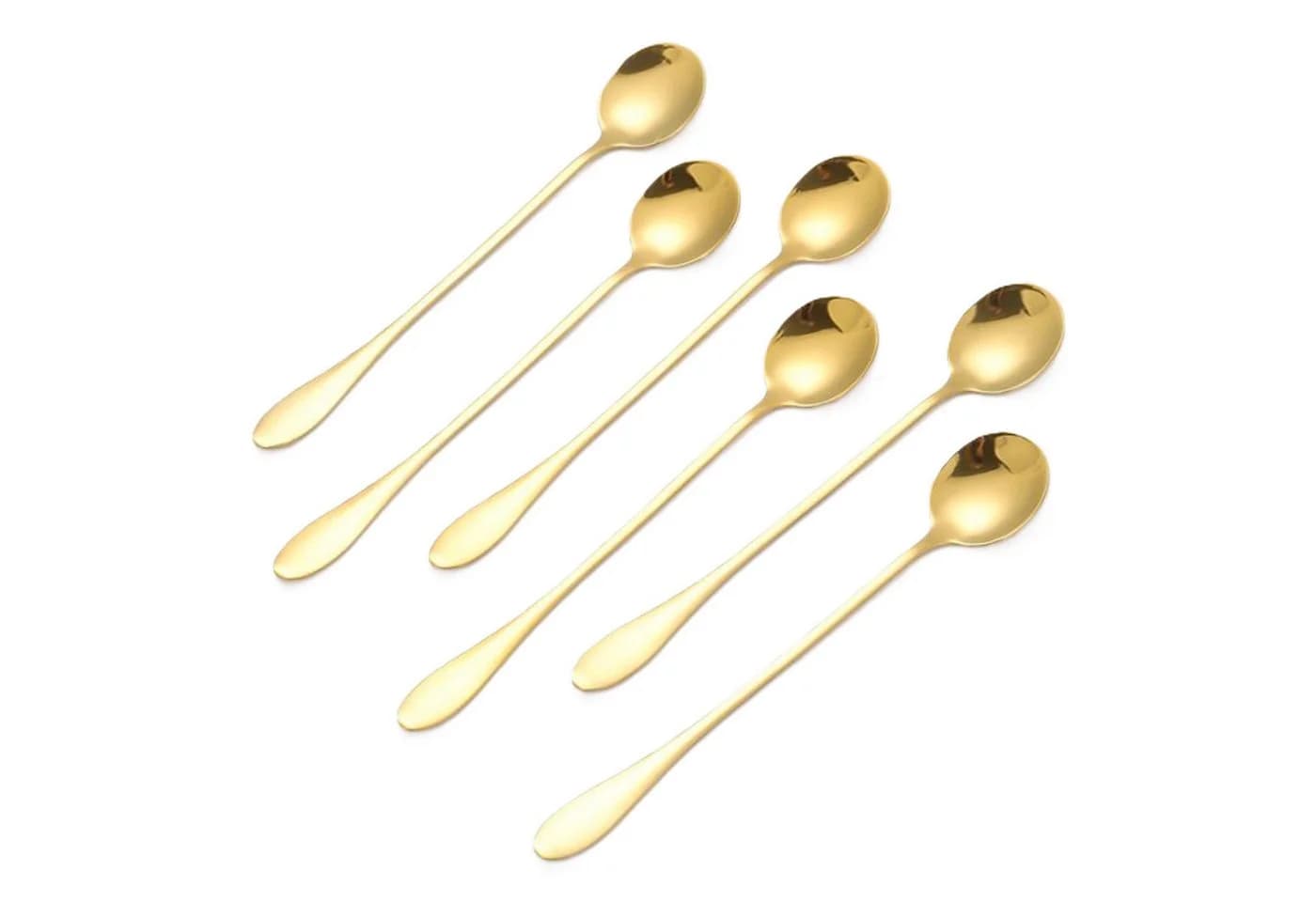 Cheffinger 6er Latte-Kaffeelöffel Set Goldener Edelstahl - Bild 2