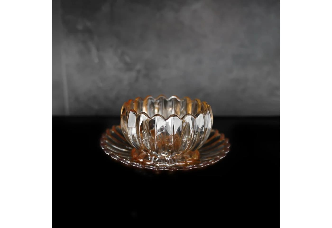 Sunay Dessertschale 12-tlg. Glas Lotus Design Gold Transparent - Bild 4