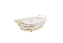 Sunay Brotkorb Gold Edelstahl mit cremefarbenem Baumwolltuch Bild 2