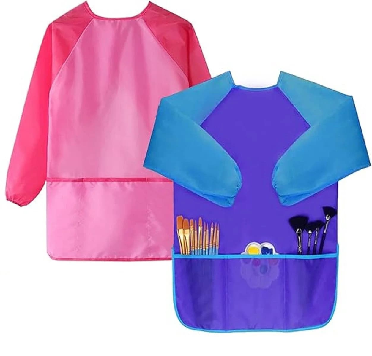 COFI 1453 Malschürze Malkittel für Kinder 2er Set Blau Pink - Bild 2