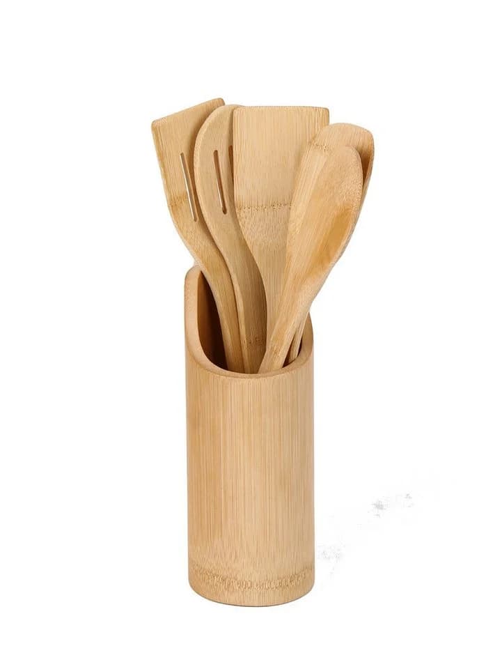 Cheffinger Küchenorganizer-Set 6-tlg. Bambus-Küchenhelfer-Set mit Ständer - Bild 2