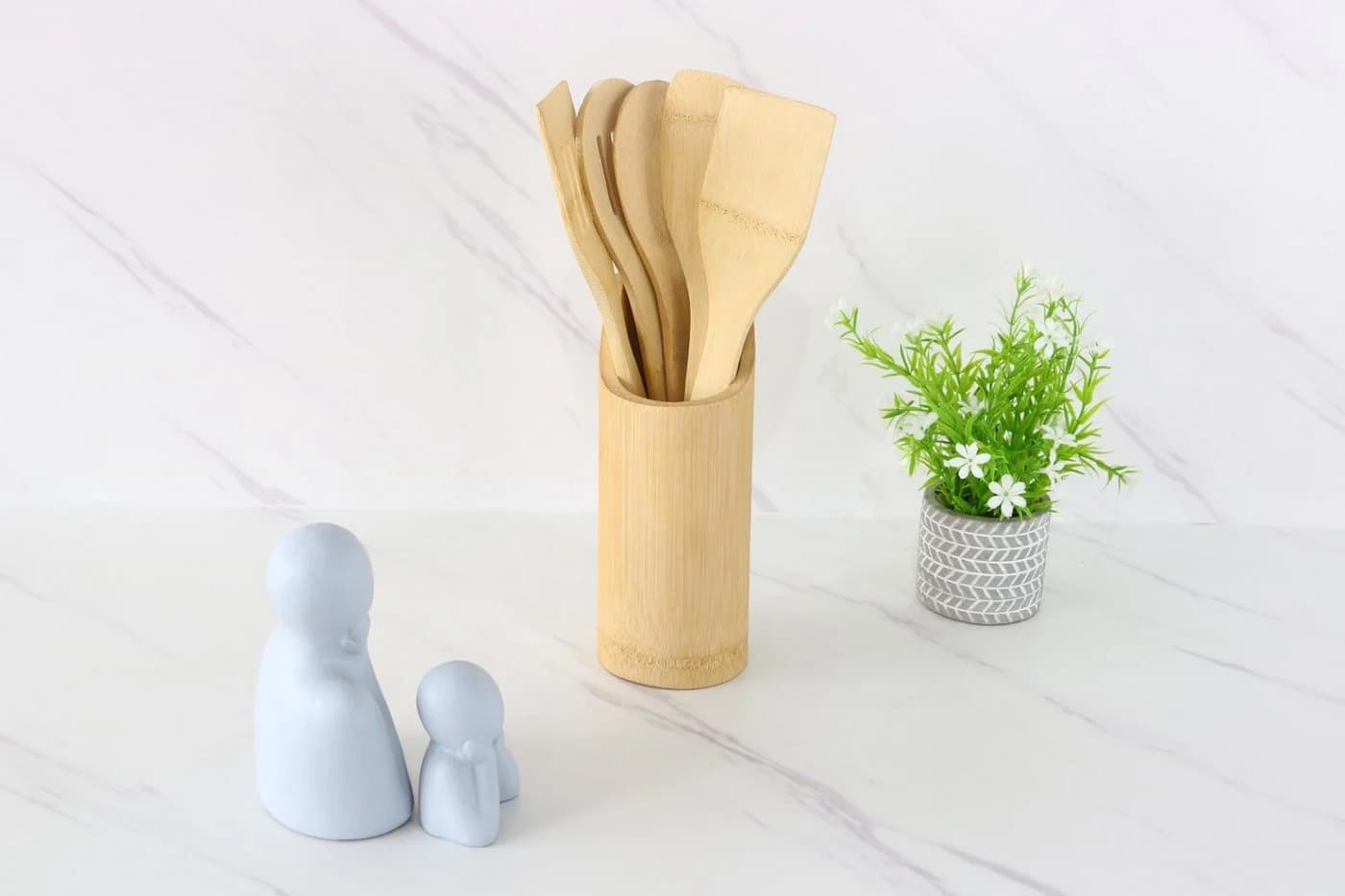 Cheffinger Küchenorganizer-Set 6-tlg. Bambus-Küchenhelfer-Set mit Ständer - Bild 5