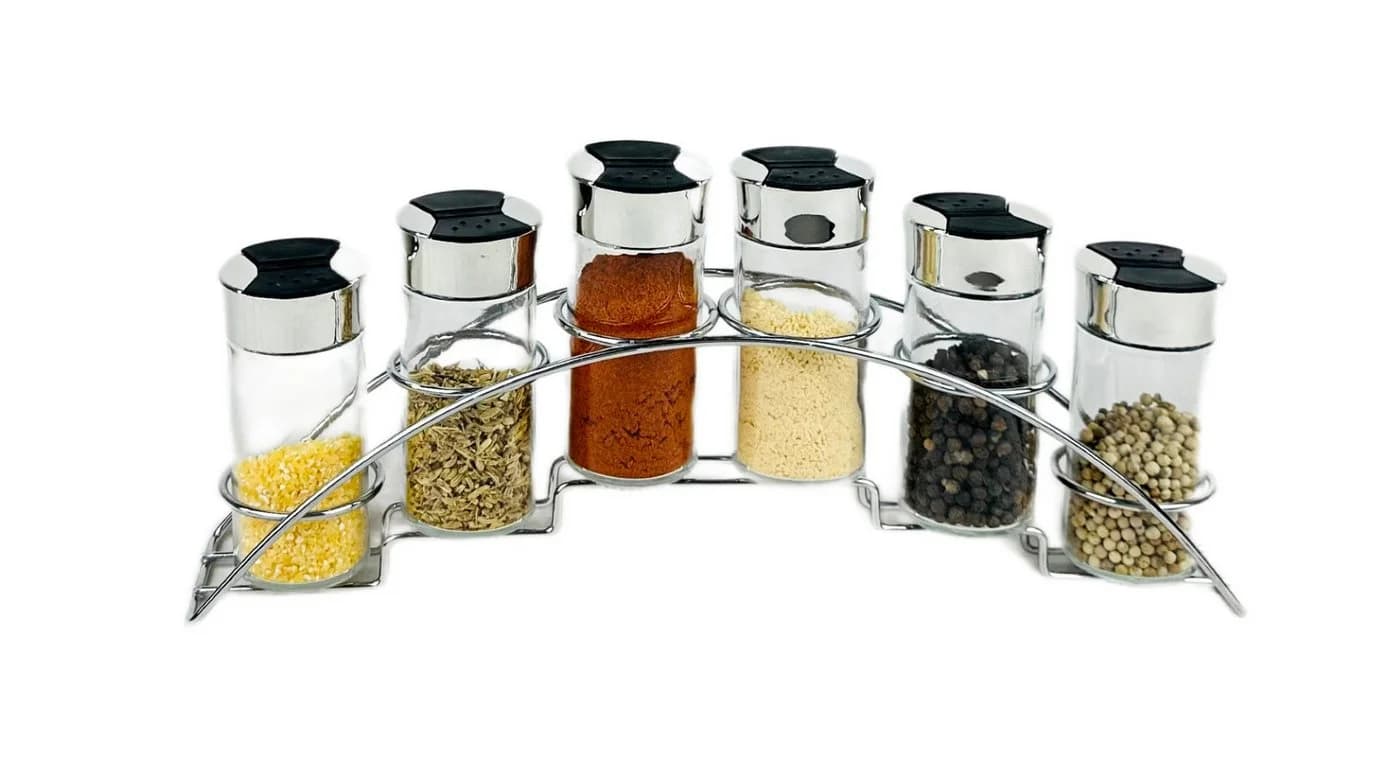 Cheffinger Gewürzständer 6-teiliges Set Glas & Edelstahl - Bild 2