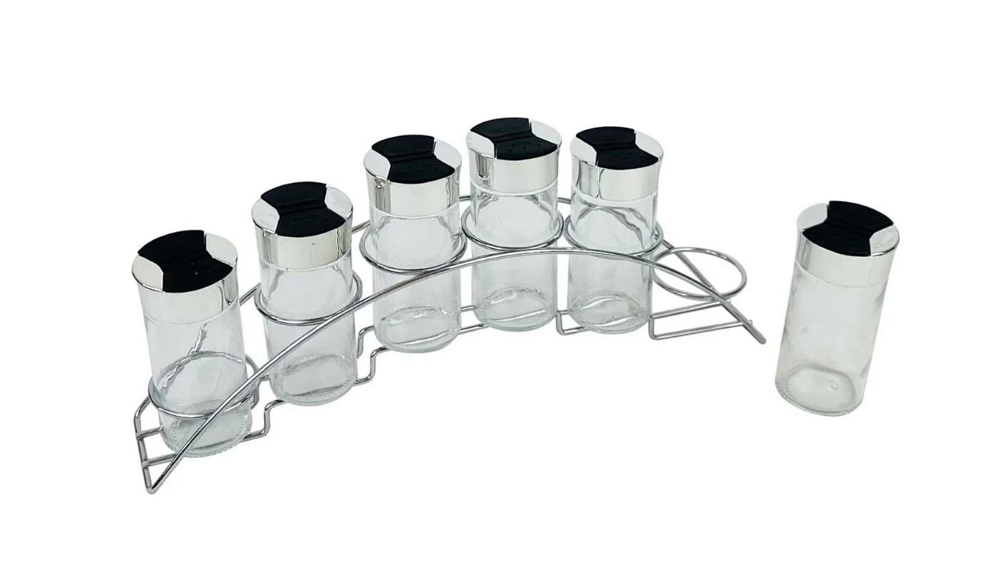 Cheffinger Gewürzständer 6-teiliges Set Glas & Edelstahl - Bild 3