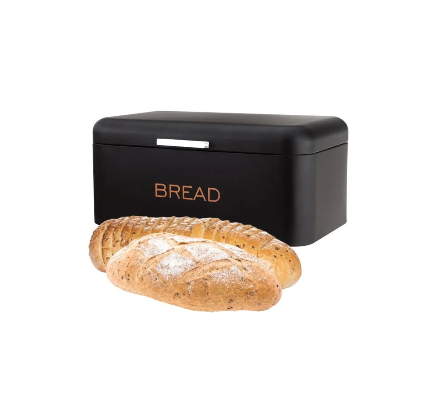 Cheffinger Brotkasten Edelstahl Schwarz mit Deckel