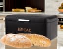 Cheffinger Brotkasten Edelstahl Schwarz mit Deckel Bild 3