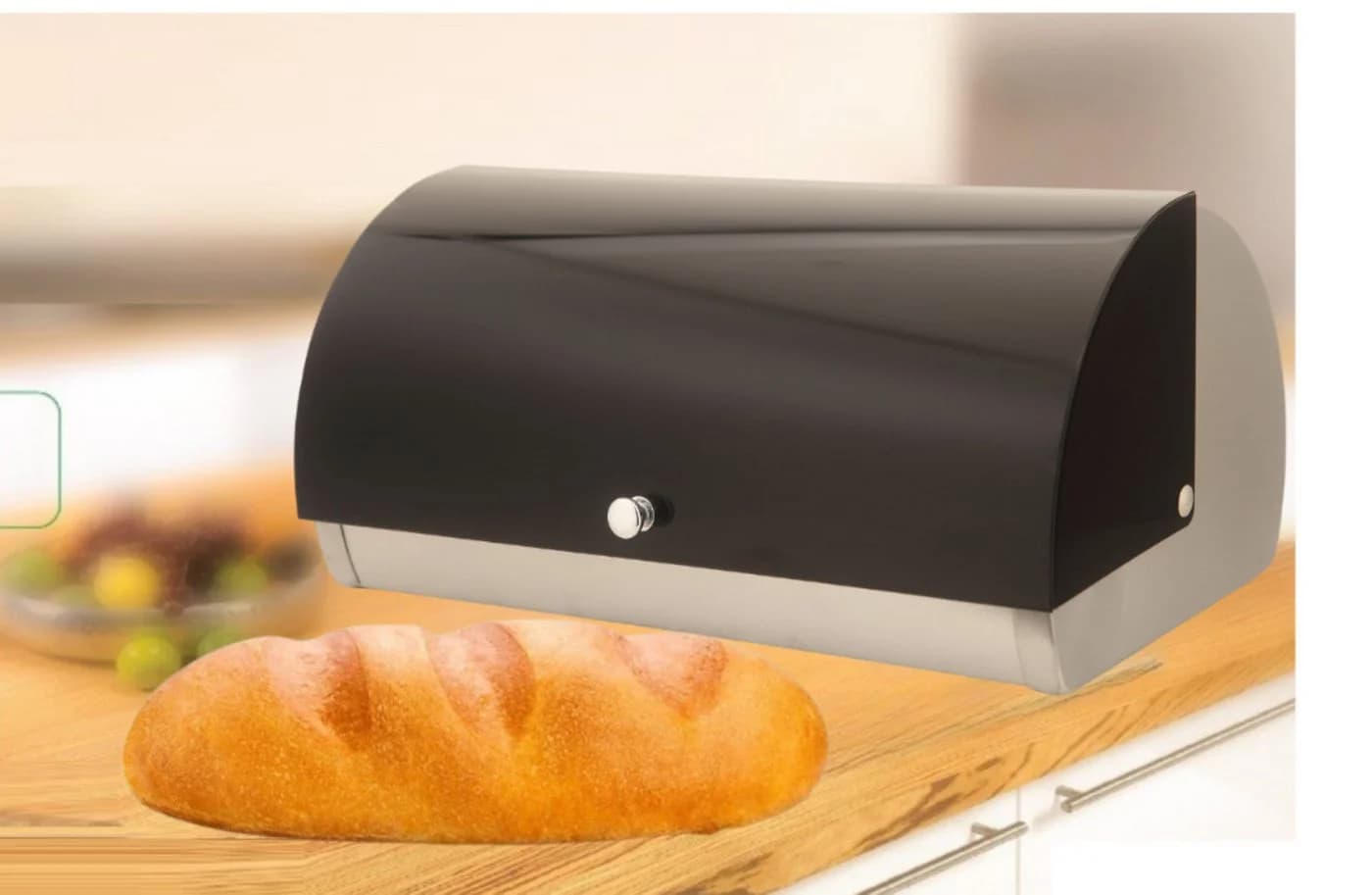 Cheffinger Brotkasten mit Rolldeckel Edelstahl Schwarz - Bild 4