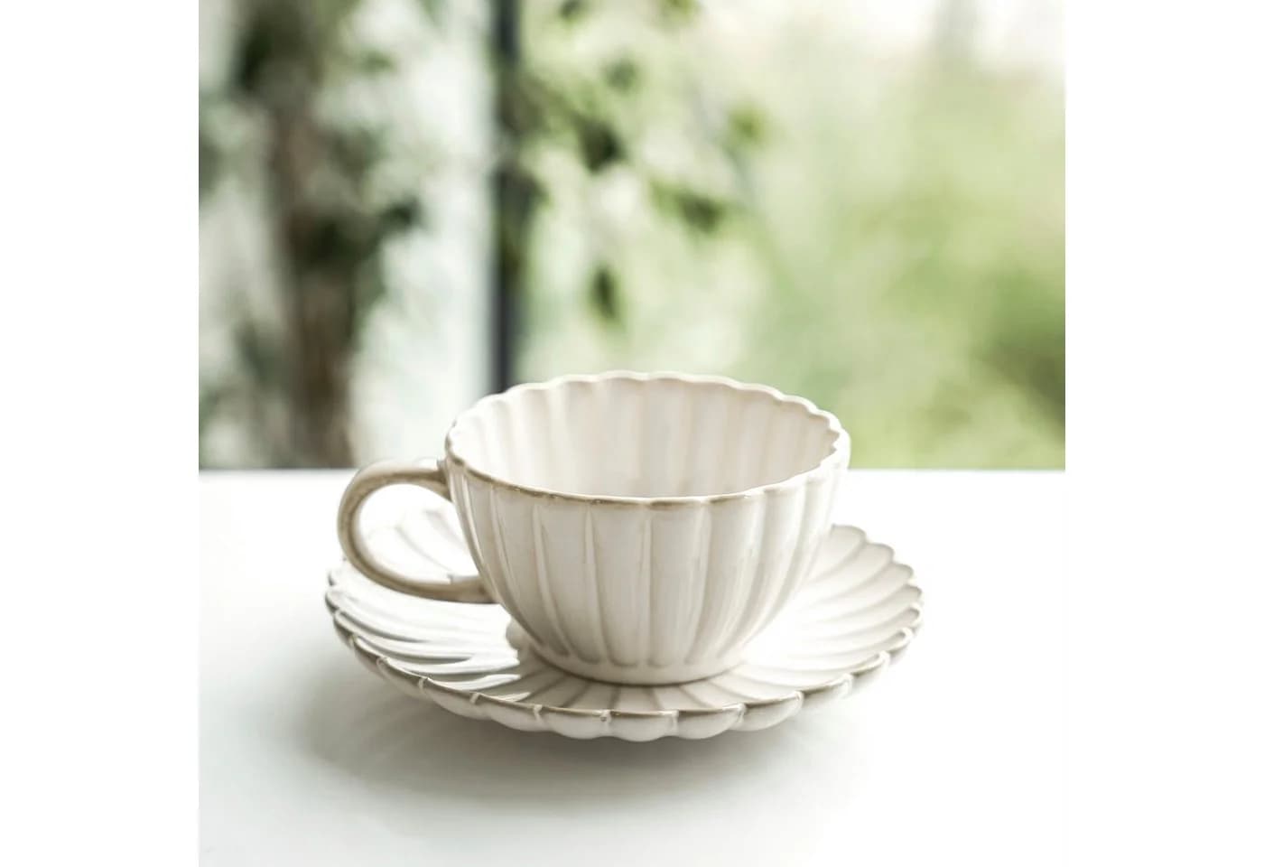 Almina Kaffeeservice Bloomy 6-tlg. mit Untertellern Weiß Floral - Bild 4