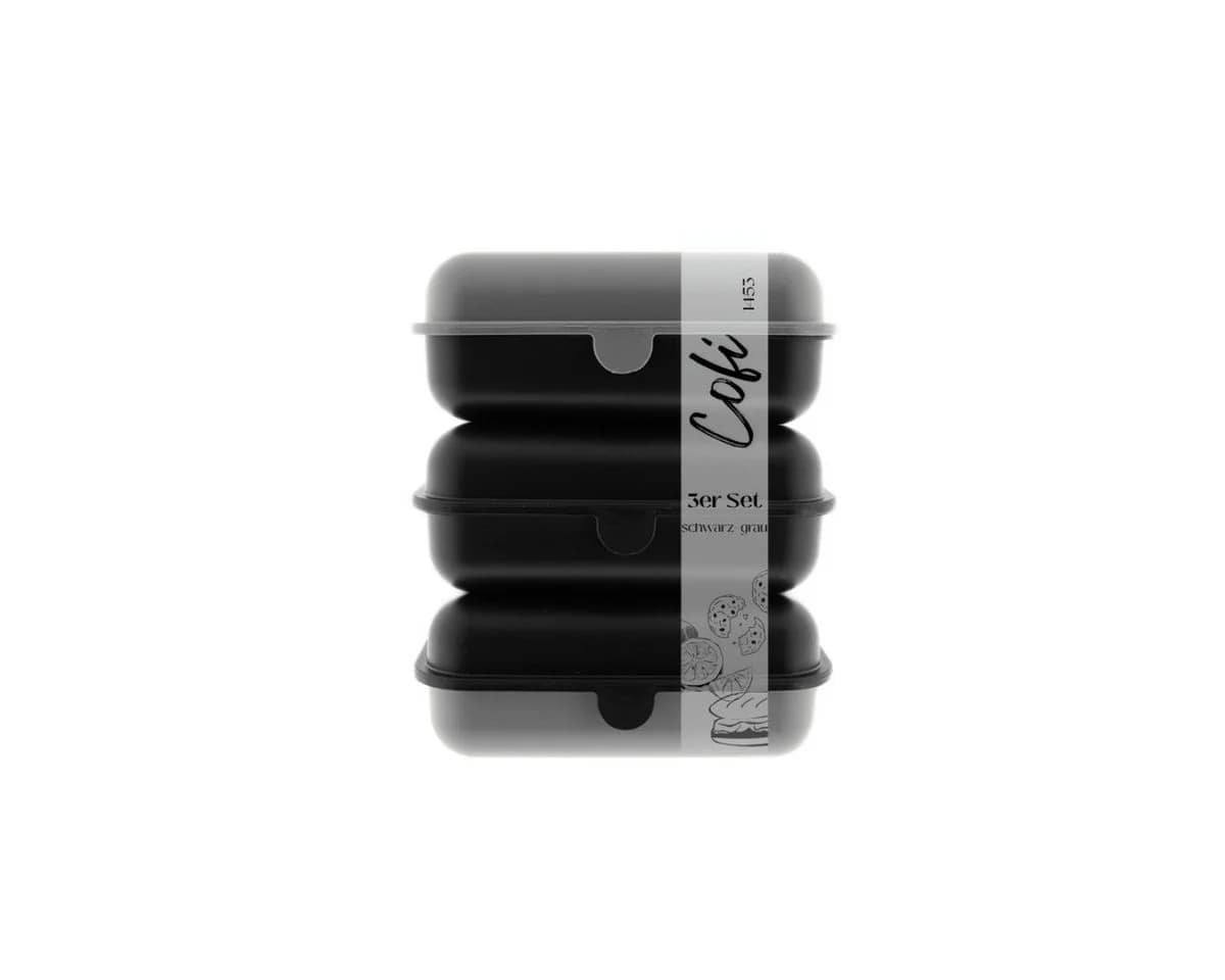 COFI 1453 Lunchbox Brotdosen 3er-Set Grau/Schwarz Kunststoff - Bild 2