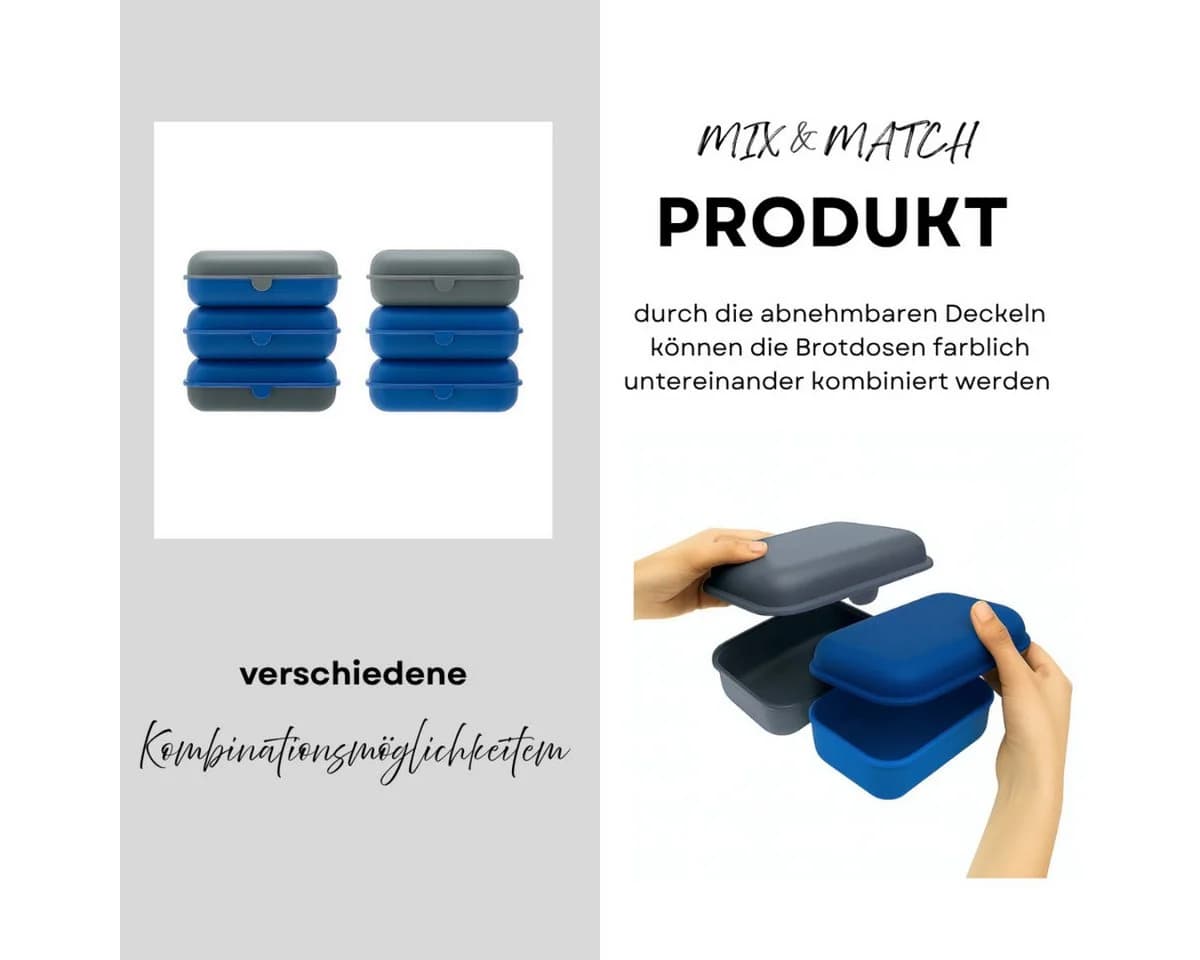 COFI 1453 Lunchbox 3er-Set Blau/Grau Kunststoff Stapelbar