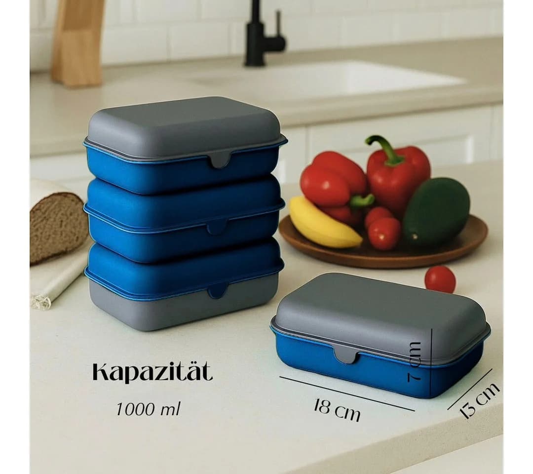 COFI 1453 Lunchbox 3er-Set Blau/Grau Kunststoff Stapelbar - Bild 3