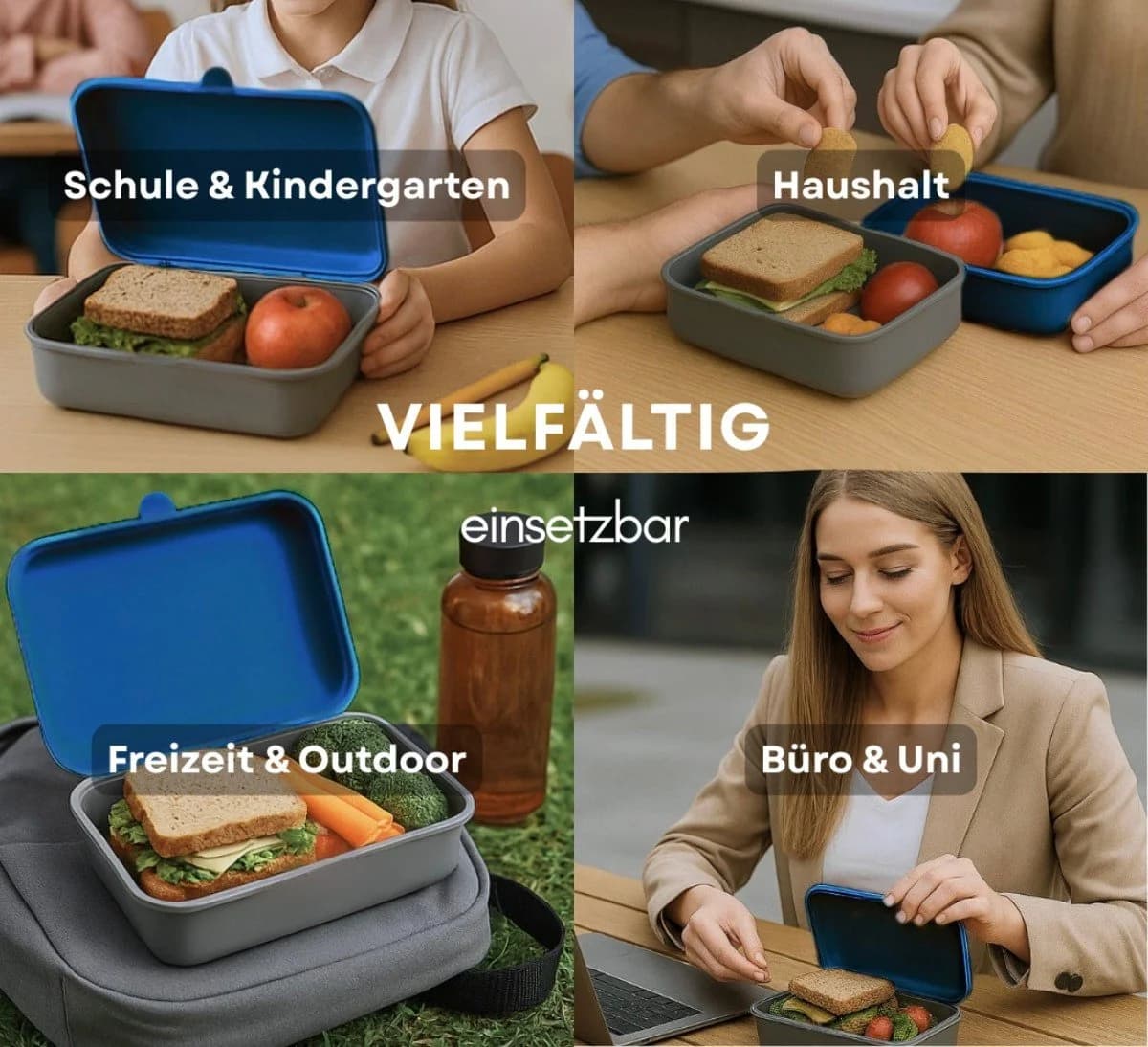 COFI 1453 Lunchbox 3er-Set Blau/Grau Kunststoff Stapelbar - Bild 5