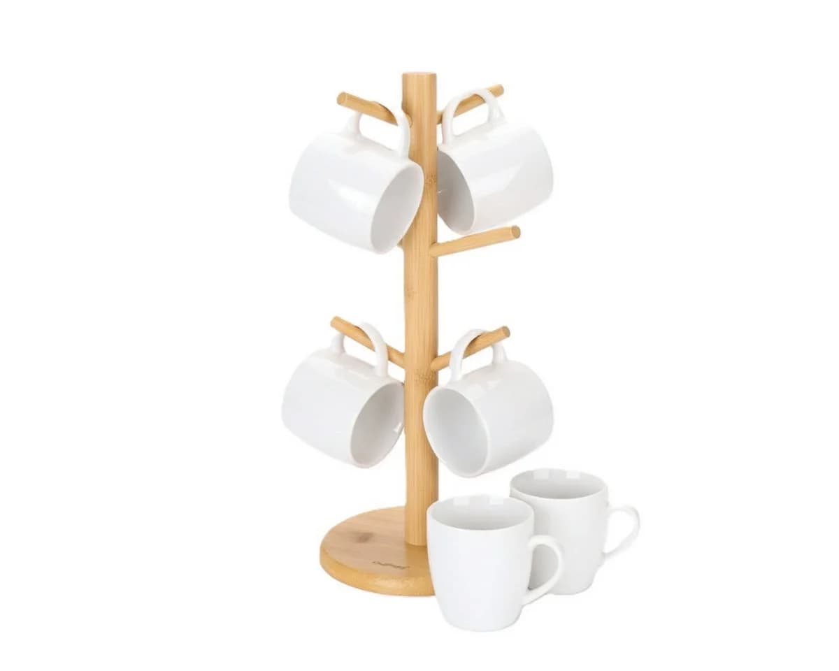 Cheffinger Küchenorganizer-Set Bambus Tassenhalter & Brezelbaum - Bild 2
