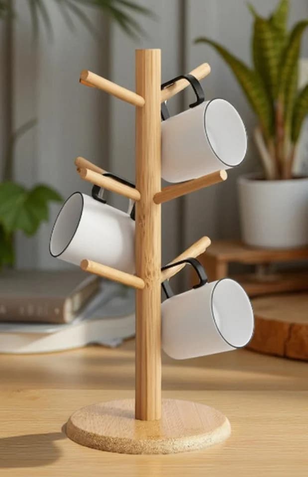 Cheffinger Küchenorganizer-Set Bambus Tassenhalter & Brezelbaum - Bild 5