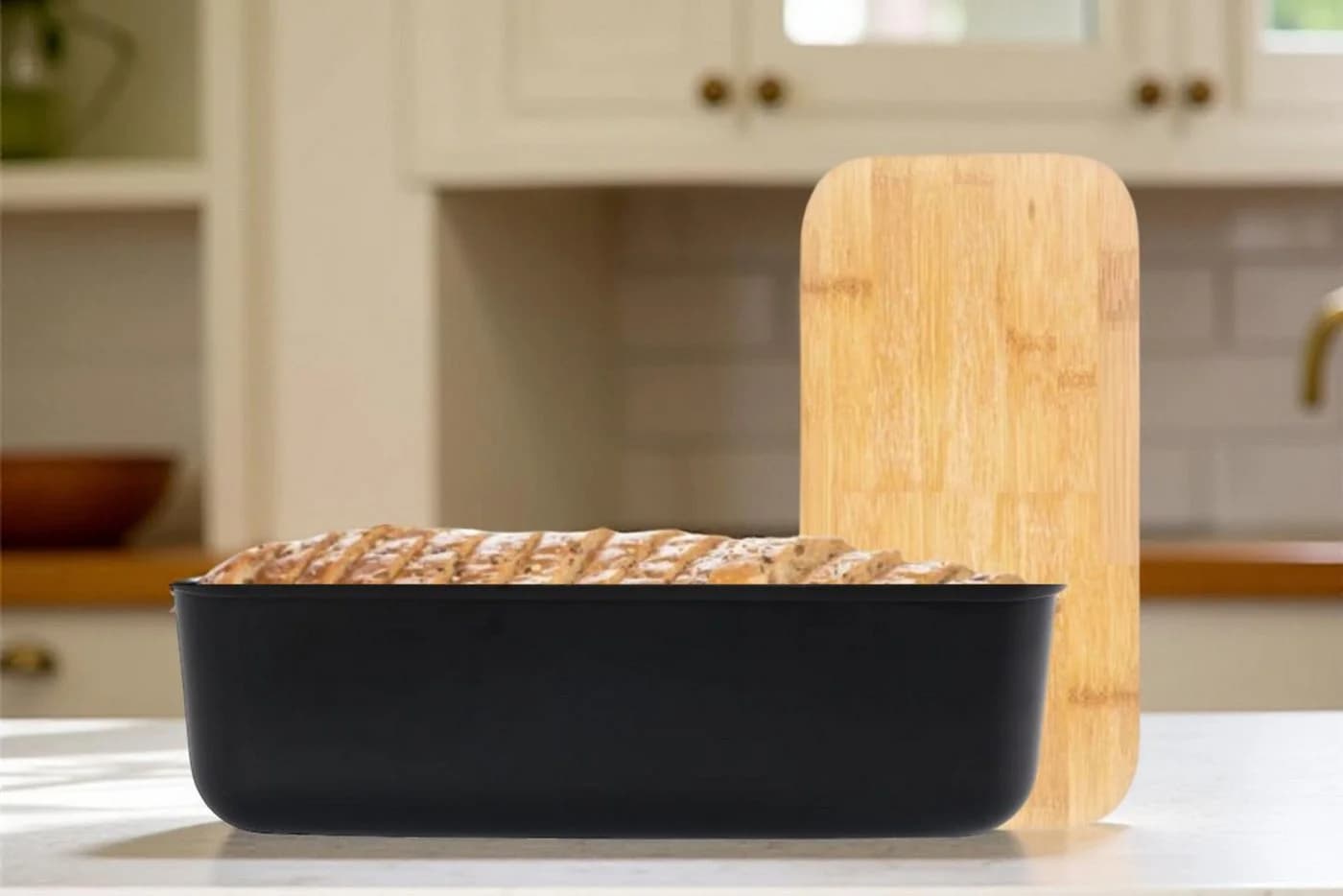 Cheffinger Brotbox mit Bambus-Schneidebrett Aufbewahrungsbox - Bild 3