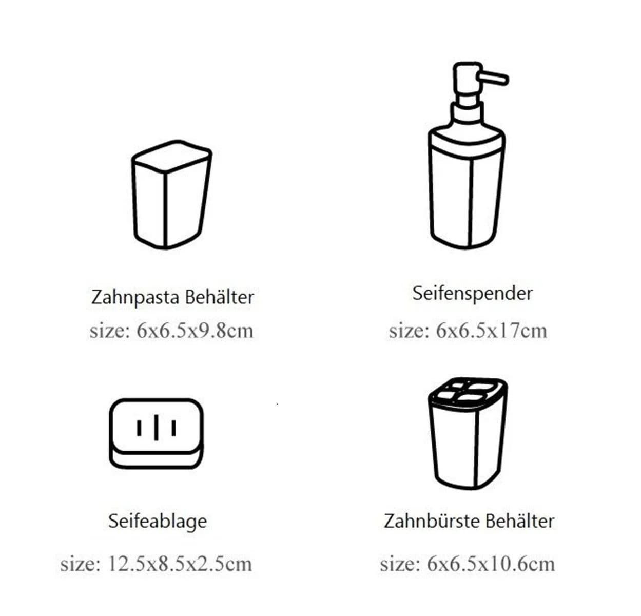 Cheffinger Badaccessoire-Set 4-teilig, Seifenspender, Zahnbürstenhalter, Schale & Organizer, 4 tlg. - Bild 5
