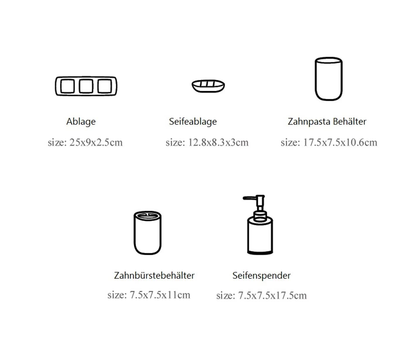 Cheffinger Badaccessoire-Set 5-tlg. Schwarz Modern - Bild 5