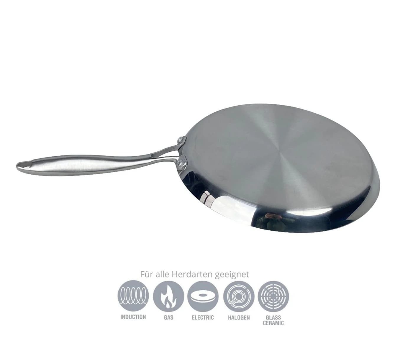 Cheffinger Crêpepfanne Edelstahl 28 cm Antihaft Induktion Silber - Bild 3