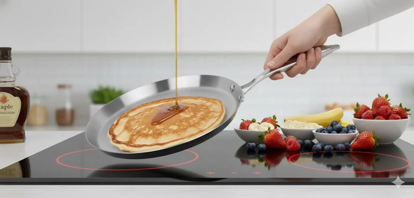 Cheffinger Crêpepfanne Edelstahl 28 cm Antihaft Induktion Silber - Bild 4