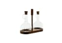 Almina Öl- & Essigspender Set mit Holzständer, 2x 350ml Glasflaschen Bild 1