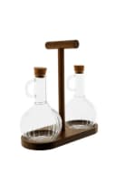 Mulex Öl- & Essigspender Set 2-tlg. mit Holzständer 320 ml Relief-Design Braun Bild 1