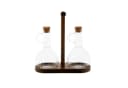 Mulex Öl- & Essigspender Set 2-tlg. mit Holzständer 320 ml Relief-Design Braun Bild 2