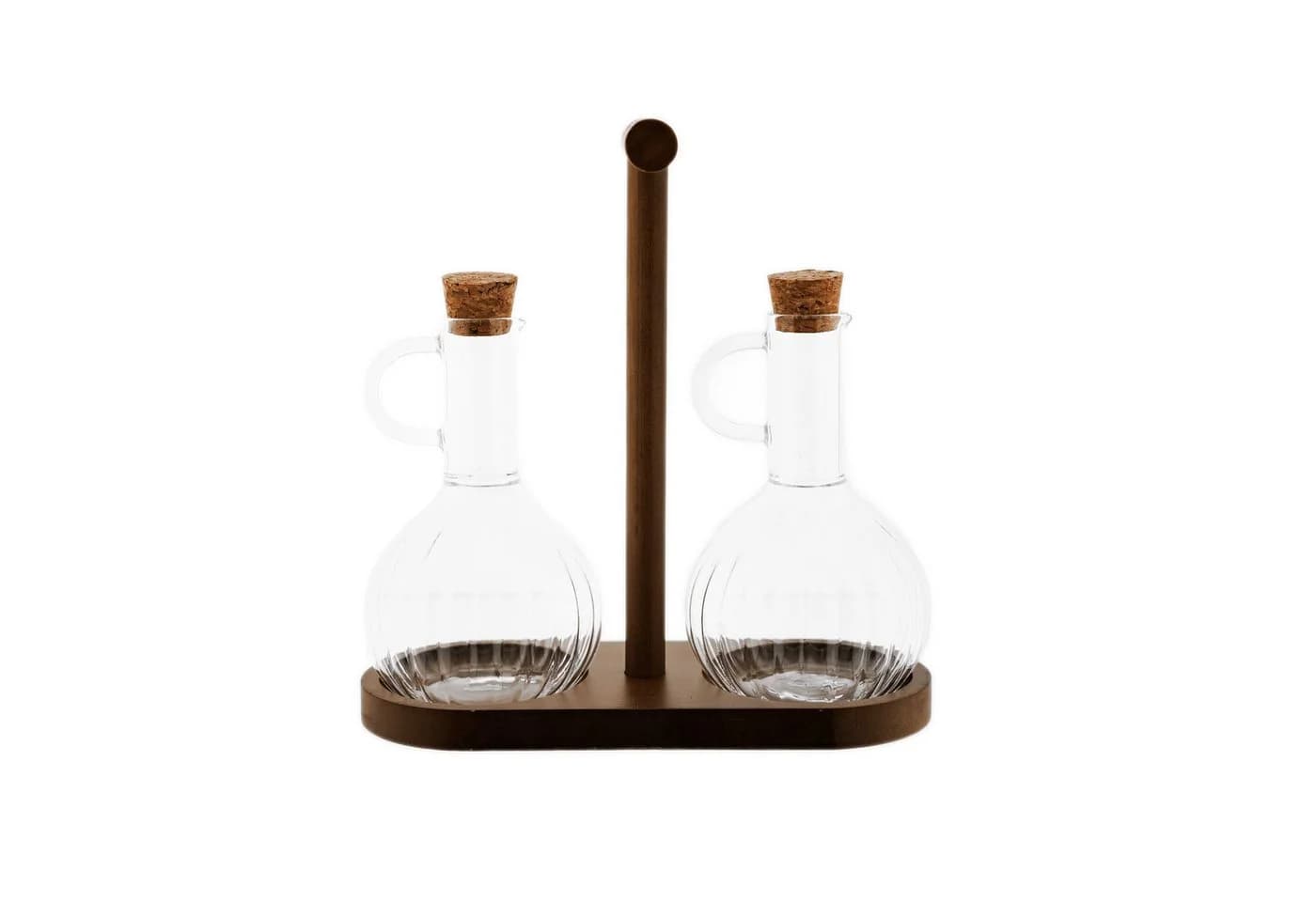 Mulex Öl- & Essigspender Set 2-tlg. mit Holzständer 320 ml Relief-Design Braun - Bild 2