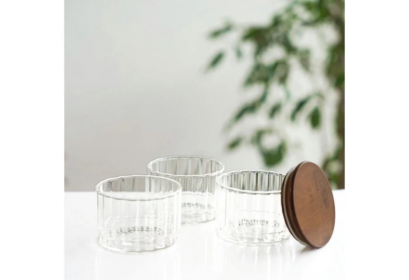 Mulex Aufbewahrungsdose Glas Holzdeckel 3-teilig stapelbar - Bild 4