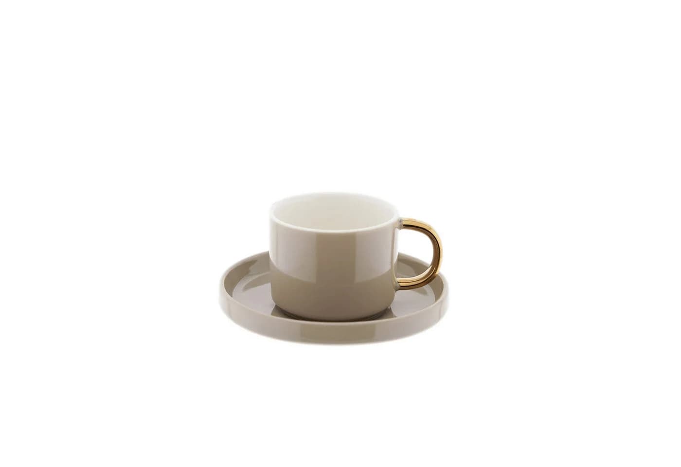 Mulex Kaffeeservice 12-tlg. Mokkatassen Set Taupe/Gold Porzellan - Bild 2