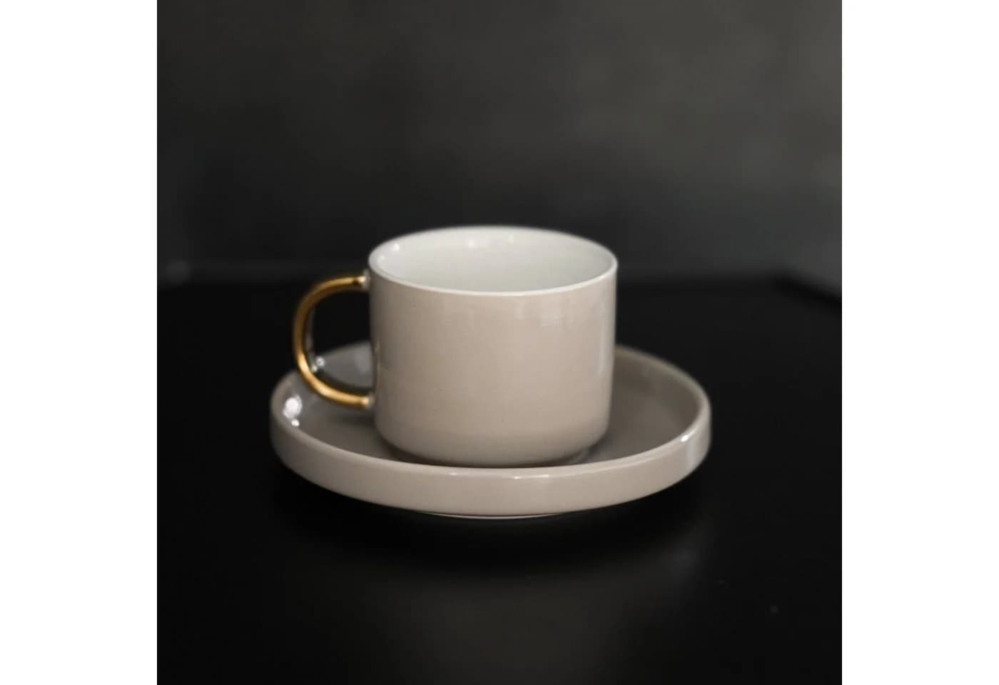 Mulex Kaffeeservice 12-tlg. Mokkatassen Set Taupe/Gold Porzellan - Bild 3