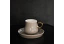 Mulex Kaffeeservice 12-tlg Mokkatassen Set Taupe/Gold Porzellan Bild 3