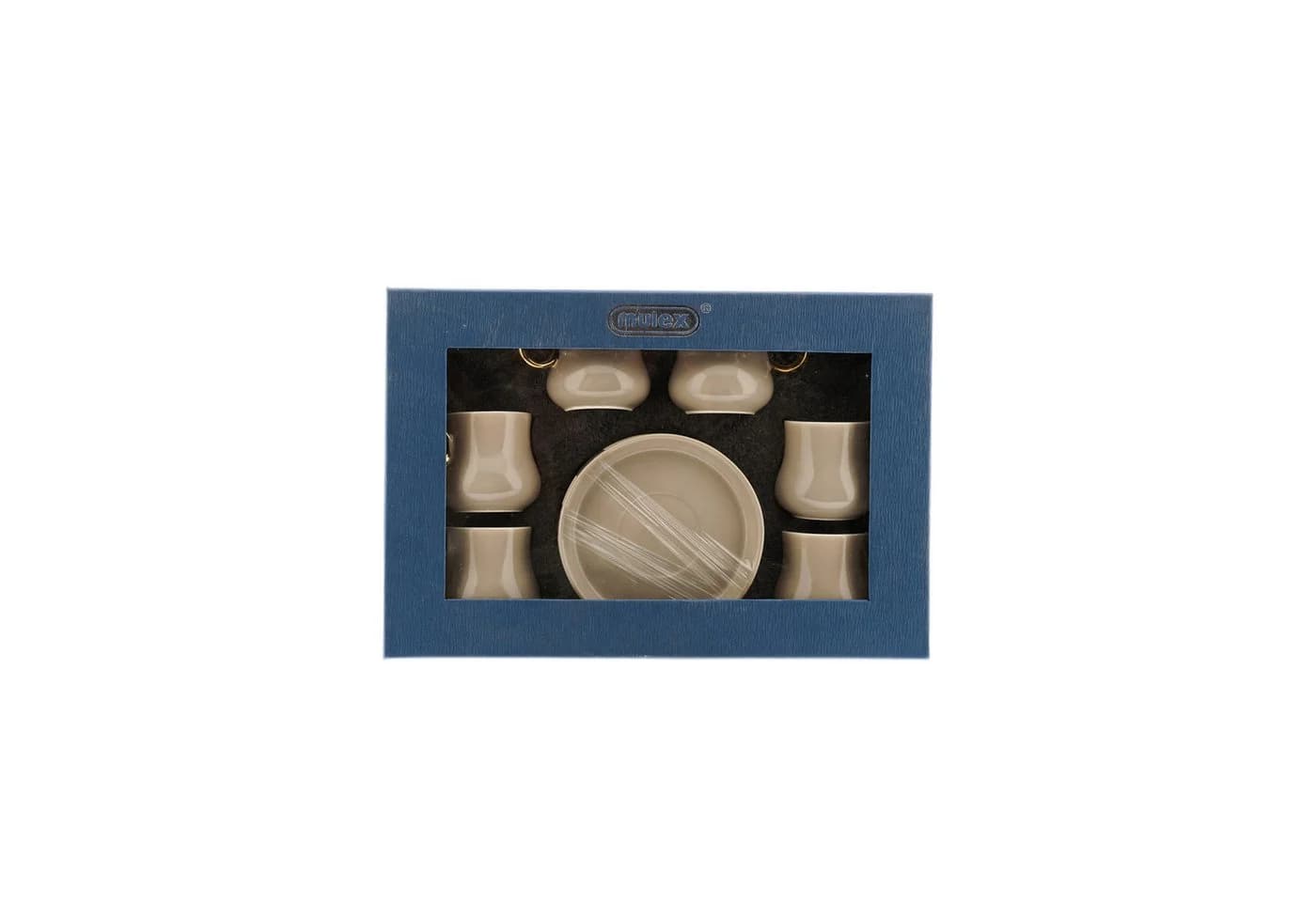 Mulex Kaffeeservice 12-tlg Mokkatassen Set Taupe/Gold Porzellan - Bild 4