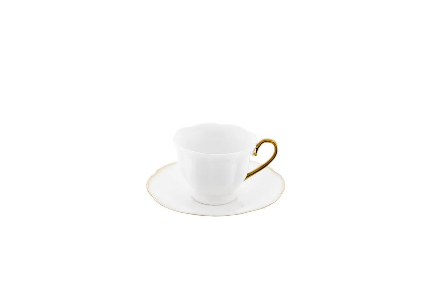 Mulex Kaffeeservice 12-tlg. Mokkatassen-Set Weiß/Gold Porzellan - Bild 2