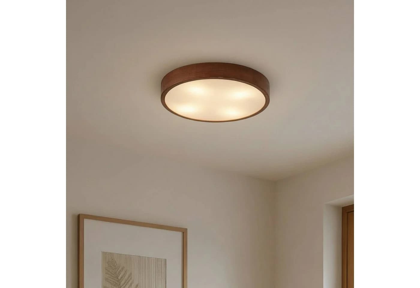 Lindby Deckenleuchte Tanju, Ø 50cm, Walnussholz, 4-flg., E27 - Bild 3