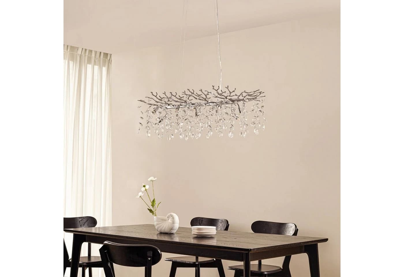 Lucande Hängeleuchte Bellora, 101 cm, Edelstahl, Kristall - Bild 4