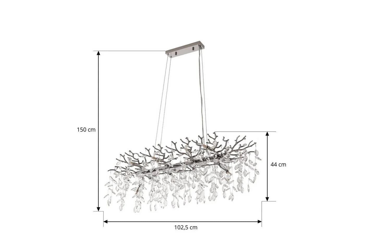 Lucande Hängeleuchte Bellora, 101 cm, Edelstahl, Kristall - Bild 5