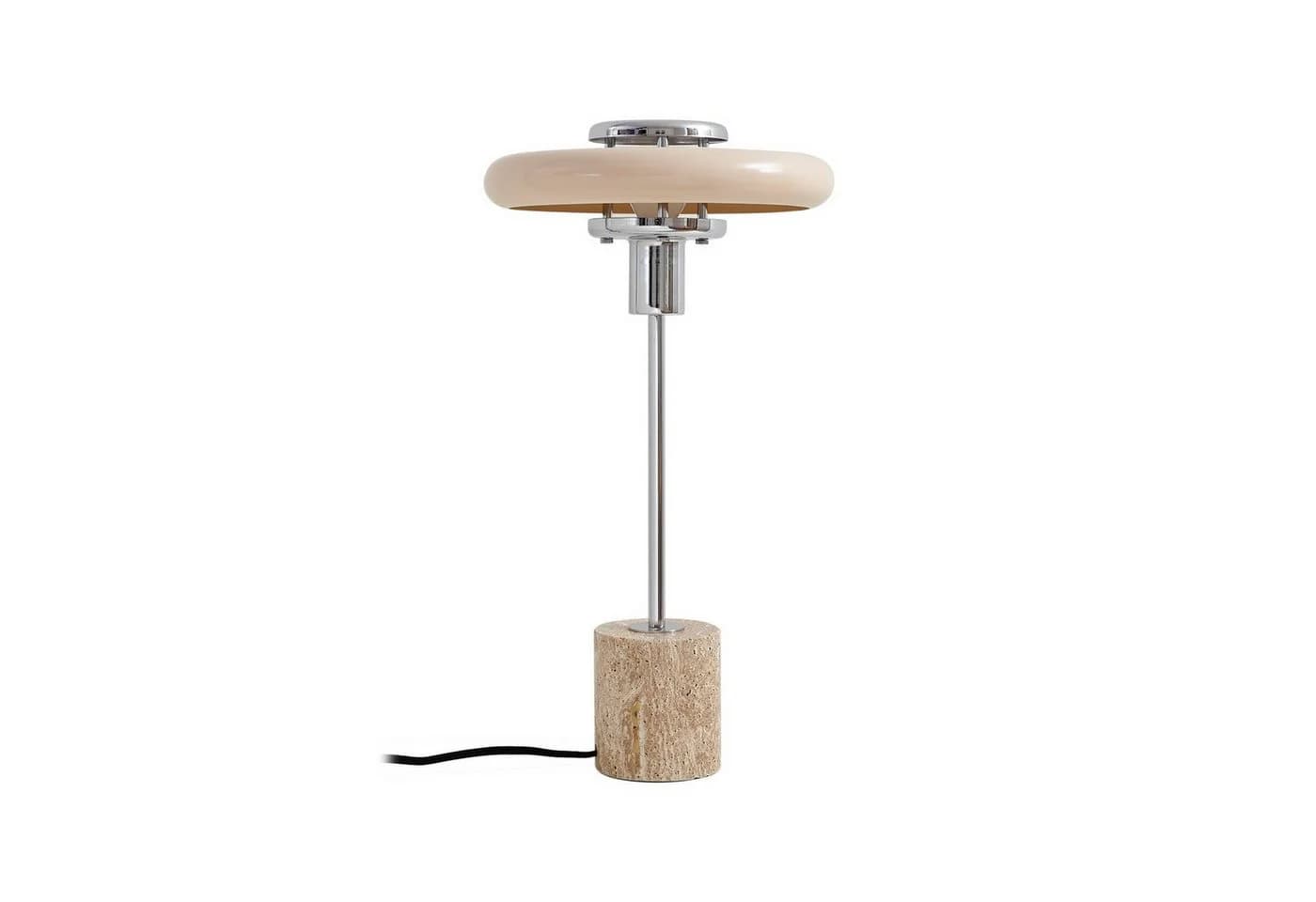 Lindby Tischleuchte Branford Retro Beige Metall Travertin - Bild 2