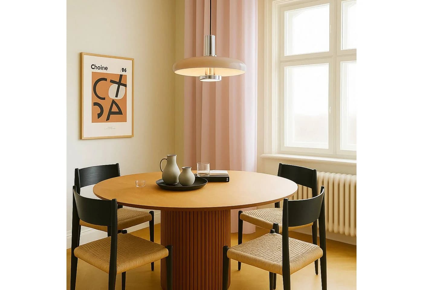Lindby Pendelleuchte Branford Retro Ø 35 cm Beige Metall - Bild 3