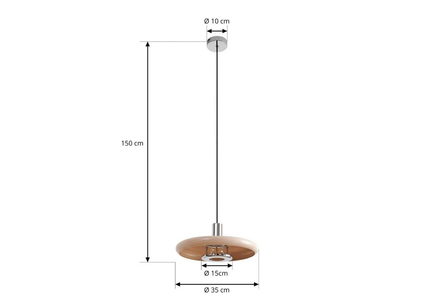 Lindby Pendelleuchte Branford Retro Ø 35 cm Beige Metall - Bild 5