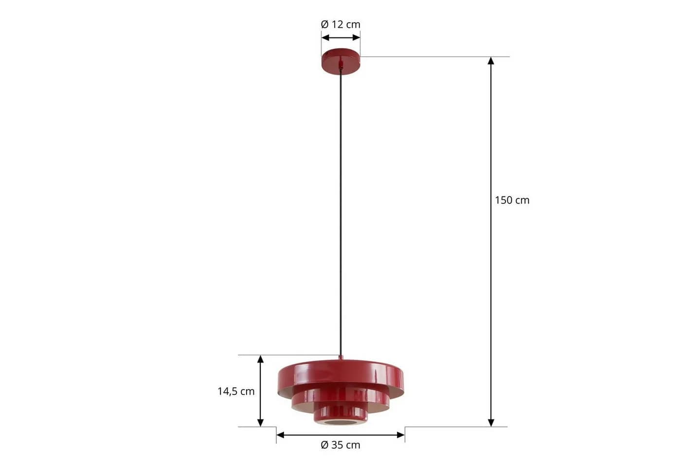 Lindby Hängeleuchte Tivra Rot Metall E27 - Bild 5
