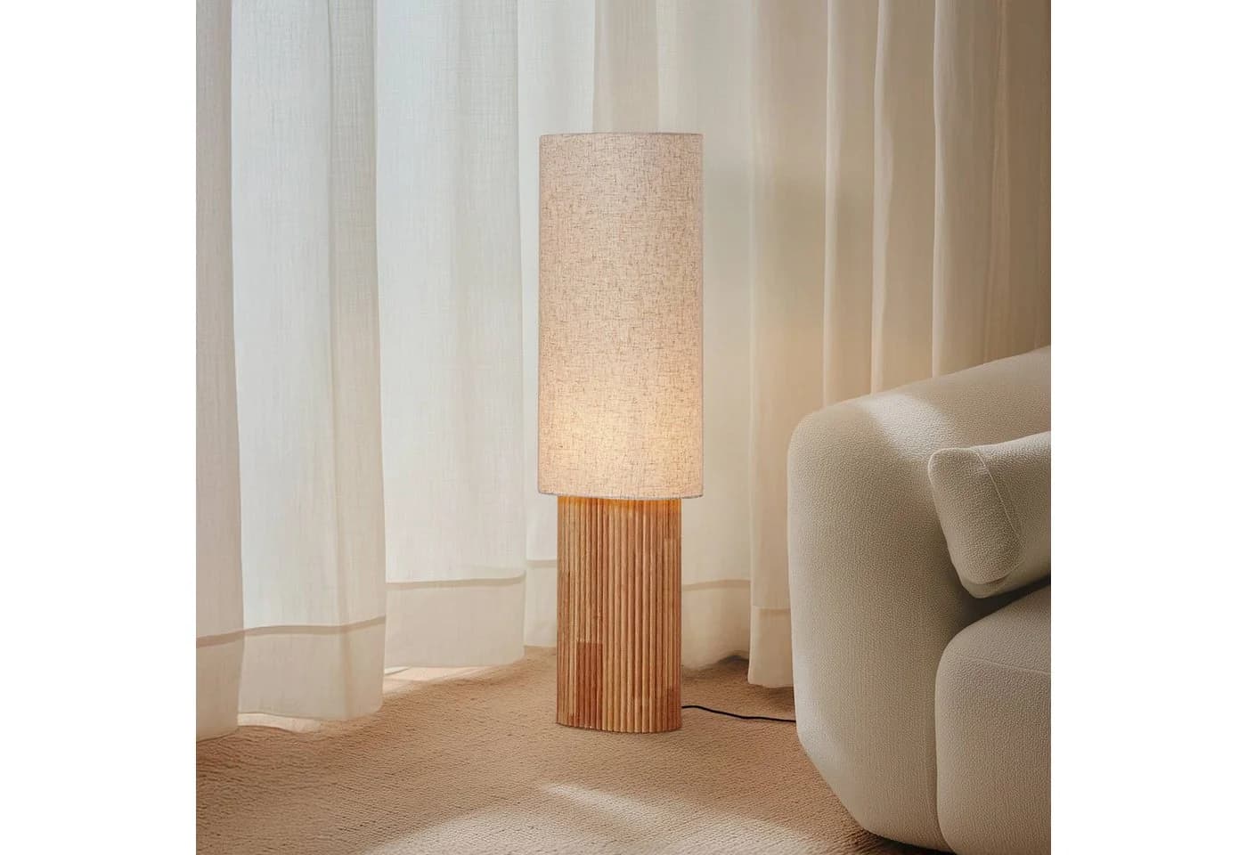 Lindby Stehleuchte Kimiko 100 cm Holz Textil