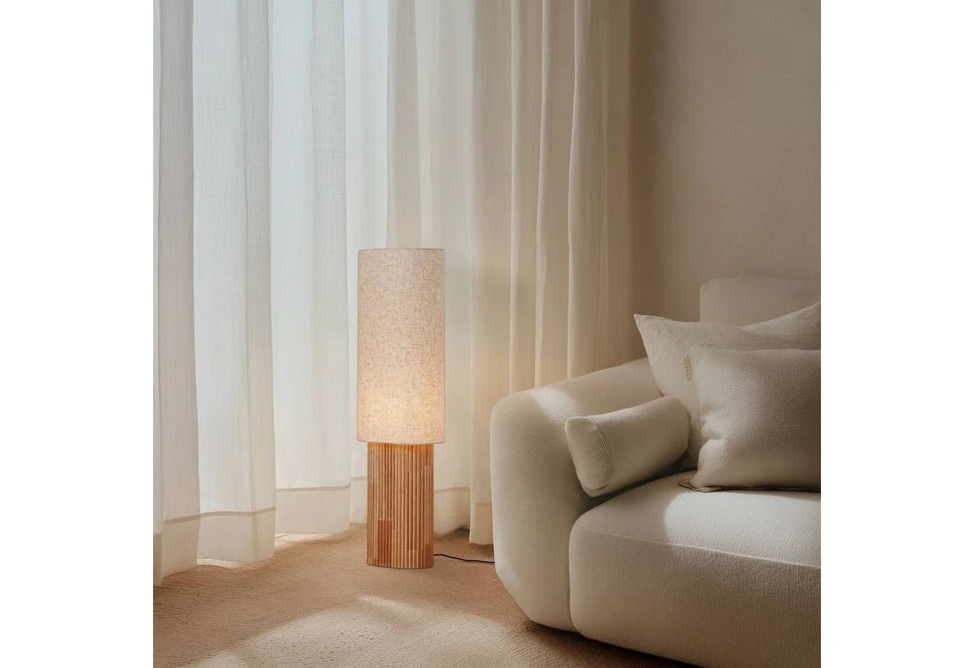 Lindby Stehleuchte Kimiko 100 cm Holz Textil - Bild 3