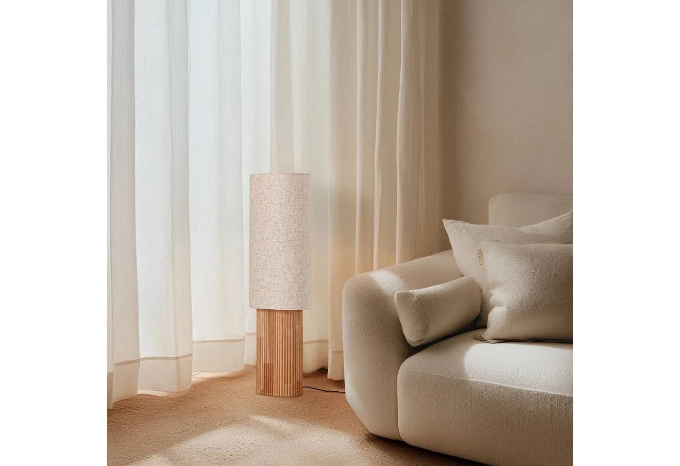 Lindby Stehleuchte Kimiko 100 cm Holz Textil - Bild 4
