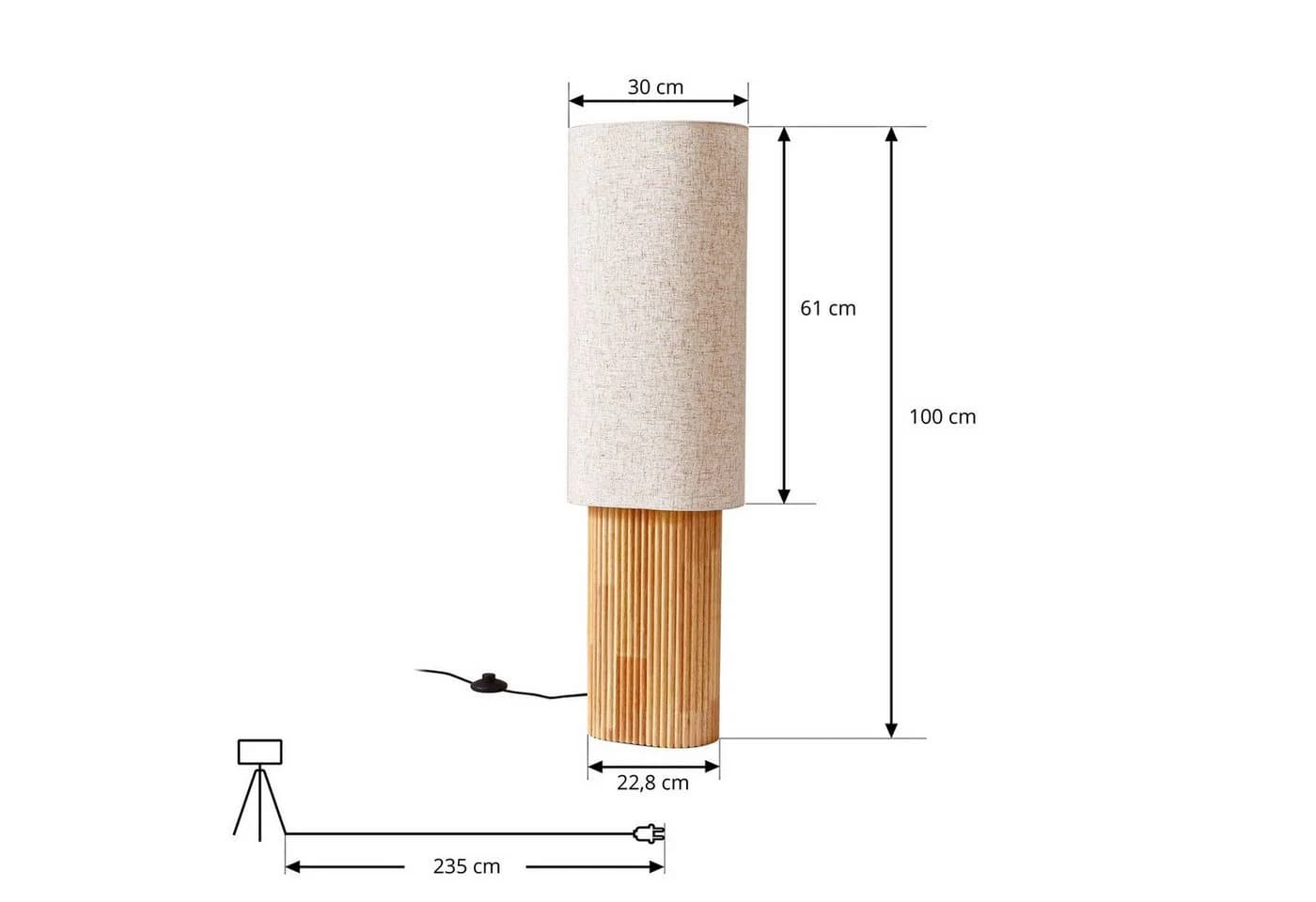 Lindby Stehleuchte Kimiko 100 cm Holz Textil - Bild 5